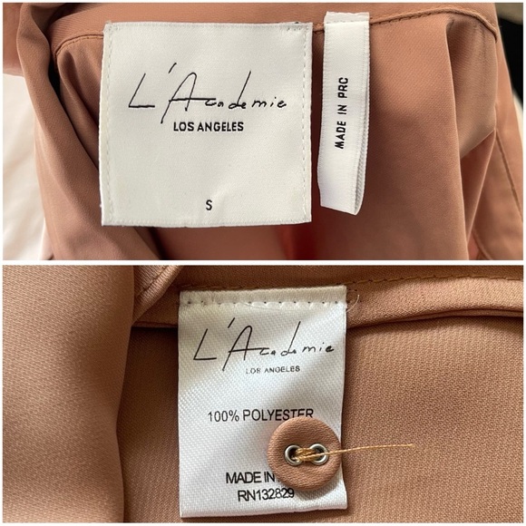 L’academie Tan collar shirt size Small preowned - Picture 6 of 6